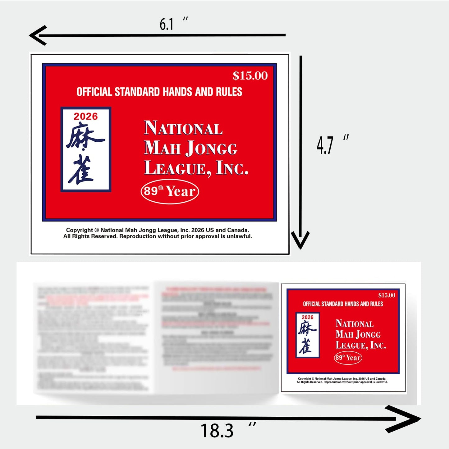 2026 Official National Mahjong League Cards - 4 Pack Large Print Set
